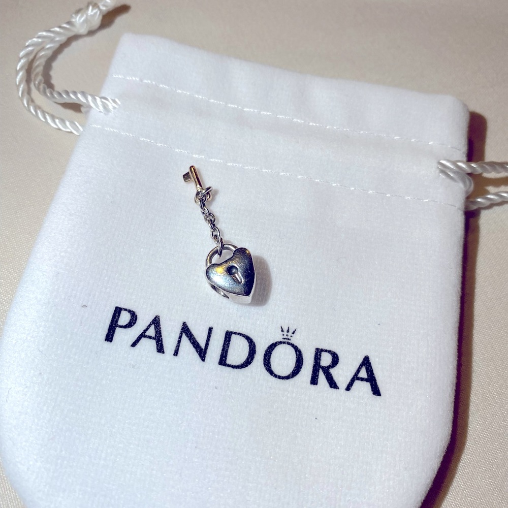 Pandora Silver 14K Heart Locket & Key charm